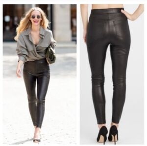 Spanx Black Leather Like Skinny Ankle Pants Size Medium M